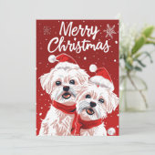 Cartes Pour Fêtes Annuelles Deux Bichon Frise Joyeux Noël (Debout devant)
