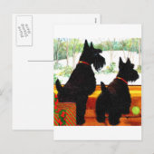 Cartes Pour Fêtes Annuelles Deux Chiens Écossais À Noël (Devant / Derrière)