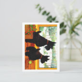 Cartes Pour Fêtes Annuelles Deux Chiens écossais à Noël (Debout devant)