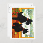 Cartes Pour Fêtes Annuelles Deux Chiens écossais à Noël (Devant / Derrière)
