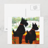 Cartes Pour Fêtes Annuelles Deux Chiens Écossais À Noël (Devant / Derrière)