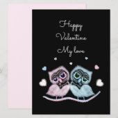 Cartes Pour Fêtes Annuelles Deux chouettes mignonnes (Devant / Derrière)