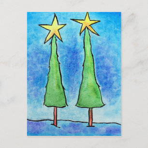 Cartes Pour Fêtes Annuelles Deux grands arbres de Noël