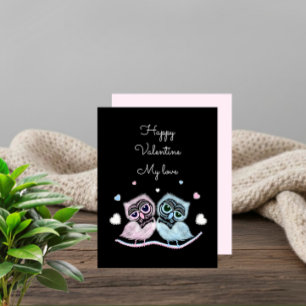 Cartes Pour Fêtes Annuelles Deux hiboux mignons