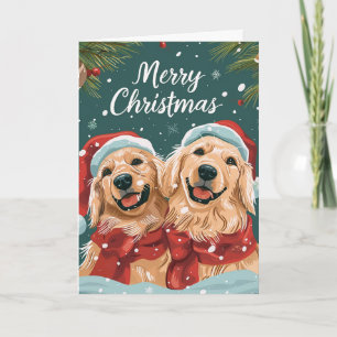Cartes Pour Fêtes Annuelles Deux joyeux Labrador Joyeux Noël Personnalisé