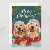 Cartes Pour Fêtes Annuelles Deux joyeux Noël Labrador (Devant / Derrière)
