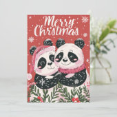 Cartes Pour Fêtes Annuelles Deux joyeux Panda Joyeux Noël (Debout devant)