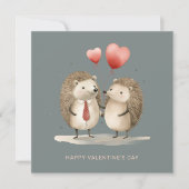 Cartes Pour Fêtes Annuelles Deux mignons hérissons Saint Valentin (Devant)