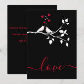 Cartes Pour Fêtes Annuelles deux oiseaux amoureux (Devant / Derrière)