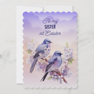 Cartes Pour Fêtes Annuelles Deux oiseaux pourpres Fleurs de printemps Soeur Pâ