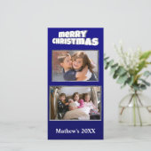 Cartes Pour Fêtes Annuelles Deux photos Noël bleu Ajouter un message Retour Fa (Debout devant)