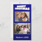Cartes Pour Fêtes Annuelles Deux photos Noël bleu Ajouter un message Retour Fa (Devant)