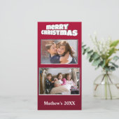 Cartes Pour Fêtes Annuelles Deux photos Noël rouge Ajouter un message sur le d (Debout devant)