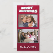 Cartes Pour Fêtes Annuelles Deux photos Noël rouge Ajouter un message sur le d (Devant)