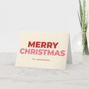 Cartes Pour Fêtes Annuelles Deux tons Joyeux Noël écriture rétro