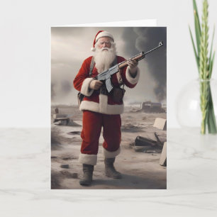 Cartes Pour Fêtes Annuelles Deuxième amendement contre Woke Père Noël Funny Ch
