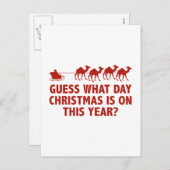 Cartes Pour Fêtes Annuelles Devinez Quel Jour Est Noël Cette Année ? (Devant / Derrière)