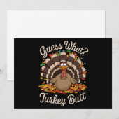 Cartes Pour Fêtes Annuelles Devinez quoi Dinde Fesse Drôle de Thanksgiving  (Devant / Derrière)