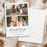 Cartes Pour Fêtes Annuelles Devis minimal moderne | Collage photo simple 3<br><div class="desc">Partagez votre gratitude : Ces Bonnes Fêtes modernes brillent par leurs beaux sentiments et leurs paroles - et leur vaste espace blanc. Le magnifique carte photo de vacances capture trois moments précieux tandis que la typographie de script minimaliste et manuscrite dit "les meilleures choses de la vie ne sont pas...</div>