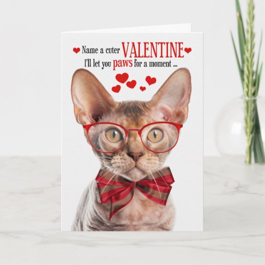 Cartes Pour Fêtes Annuelles Devon Rex Cat Feline Humour Saint-Valentin (Devant)
