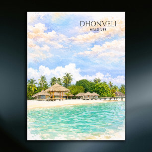 Cartes Pour Fêtes Annuelles Dhonveli Maldives Beach Aquarelle Jeunes Mariés