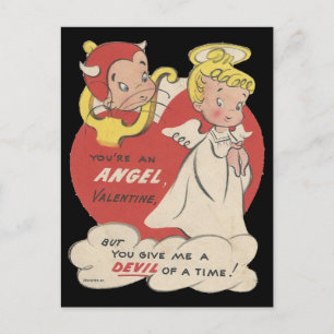 Cartes Pour Fêtes Annuelles Diable vintage Et Angel Valentine