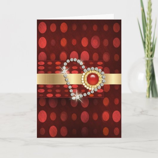 Cartes Pour Fêtes Annuelles diamants d'or rouge valentines romantiques (Devant)