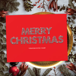 Cartes Pour Fêtes Annuelles Diamants Élégants Joyeux Noël Entreprise Rouge