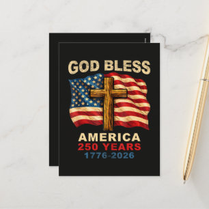 Cartes Pour Fêtes Annuelles Dieu Bénisse l'Amérique 250 Ans 1776-2026