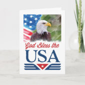 Cartes Pour Fêtes Annuelles Dieu bénisse les USA Joyeux 4 juillet avec l'aigle (Devant)