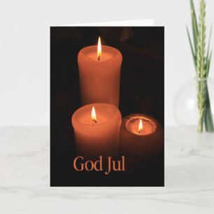 Cartes Pour Fêtes Annuelles Dieu Jul Brûler des bougies Noël