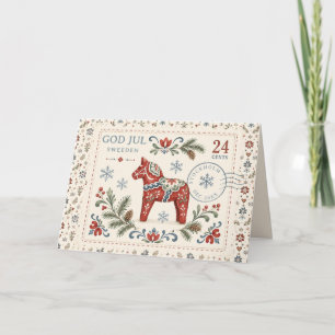 Cartes Pour Fêtes Annuelles Dieu Nordique Jul Noël du cheval Dala suédois