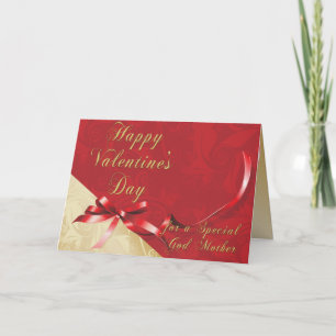 Cartes Pour Fêtes Annuelles Dieu spécial Mère or et Rouge Filigree Coeur Val