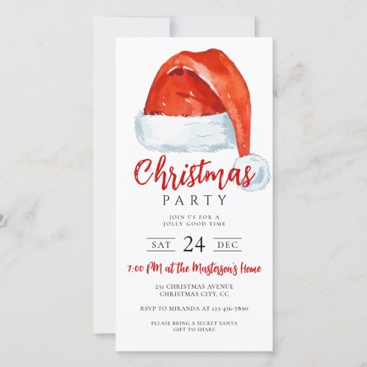 Cartes Pour Fêtes Annuelles Digital Santas Casquette Christmas Party Invitatio (Devant)