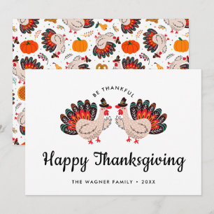 Cartes Pour Fêtes Annuelles Dinde Colorée Mignonne Joyeux Thanksgiving