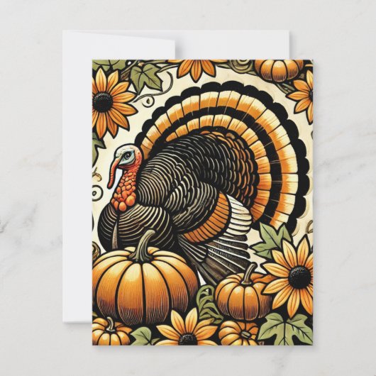 Cartes Pour Fêtes Annuelles Dinde de Thanksgiving (Devant)