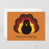 Cartes Pour Fêtes Annuelles Dinde de Thanksgiving (Devant / Derrière)