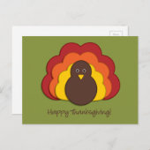 Cartes Pour Fêtes Annuelles Dinde de Thanksgiving (Devant / Derrière)