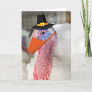 Cartes Pour Fêtes Annuelles Dinde de Thanksgiving heureuse avec un masque faci