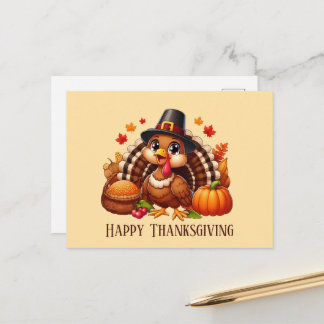 Cartes Pour Fêtes Annuelles Dinde de Thanksgiving mignonne et heureuse