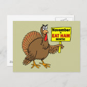 Cartes Pour Fêtes Annuelles Dinde drôle de thanksgiving (Devant / Derrière)