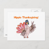 Cartes Pour Fêtes Annuelles Dinde hippie Thanksgiving (Devant / Derrière)