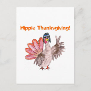 Cartes Pour Fêtes Annuelles Dinde hippie Thanksgiving