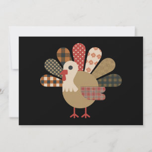 Cartes Pour Fêtes Annuelles Dinde patchwork automnal de Thanksgiving