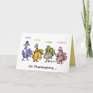 Cartes Pour Fêtes Annuelles Dindes drôles de thanksgiving de bande dessinée