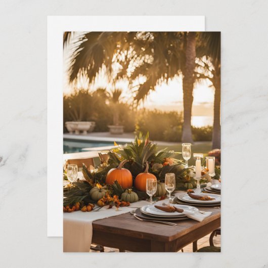 Cartes Pour Fêtes Annuelles Dîner d'action de grâce dans les tropiques (Devant / Derrière)