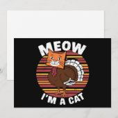 Cartes Pour Fêtes Annuelles Dîner d'action de grâce drôle dinde faux chat rétr (Devant / Derrière)