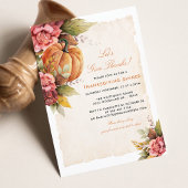 Cartes Pour Fêtes Annuelles Dîner d'action de grâces Citrouille floral