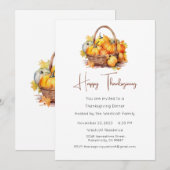 Cartes Pour Fêtes Annuelles Dîner d'action de grâces Invitation, Fêtes de grâc (Devant / Derrière)