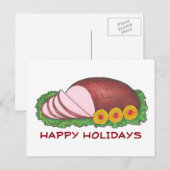 Cartes Pour Fêtes Annuelles Dîner de fête de fin d'année au jambon glacé Illus (Devant / Derrière)